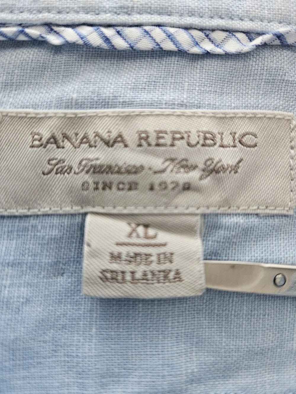 Banana Republic‎ Mens Light Blue Linen Button Up Sz XL Euro Summer Lightweight